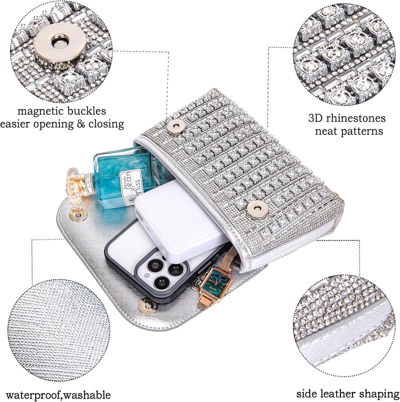 BBTT.ful Shoulder Bags Crossbody Bag Purses Handbags Crystals Rhinestone Evening Bag for Women Clutch Purse with Chain - Image 4